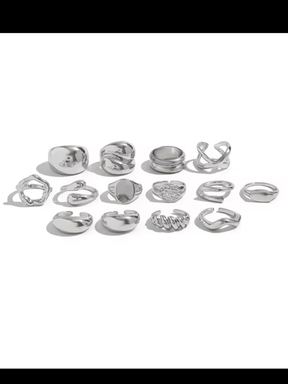 Retro Silver Statement Stackable Rings Set - Picture 4 of 10
